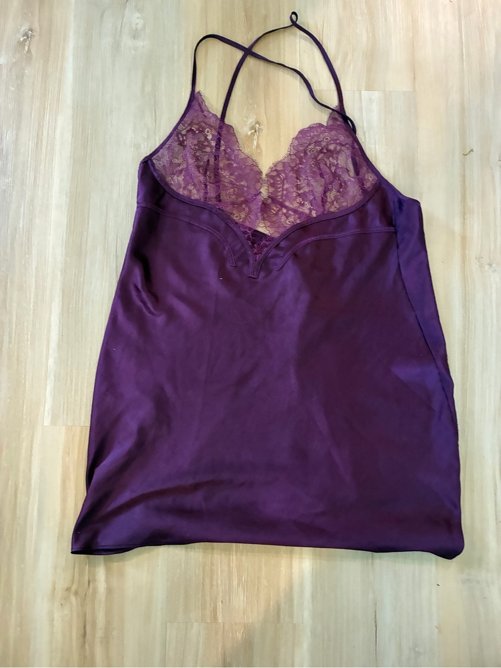 Victoria's Secret Plum Lace-Trim Satin Chemise